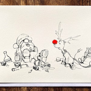 Cartão de Natal engraçado - 'A manhã seguinte à noite antes do Natal'