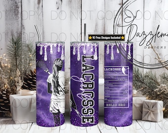 Lacrosse Girl Design, 20oz Skinny Tumbler Sublimation Design, 20oz Tumbler PNG Sublimation Design, Digital Download Design PNG, Lacrosse PNG
