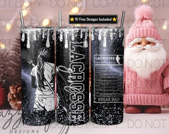 Lacrosse Girl Design, 20oz Skinny Tumbler Sublimation Design, 20oz Tumbler PNG Sublimation Design, Digital Download Design PNG, Lacrosse PNG