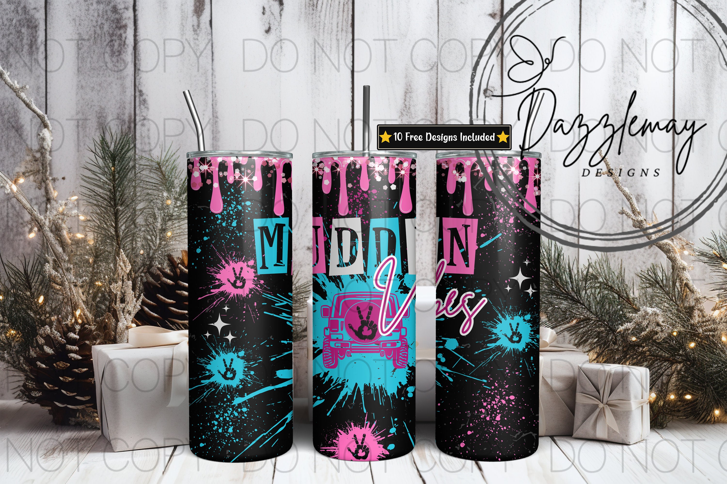 Muddin Vibes 20oz Skinny Tumbler Sublimation Design, 20oz Tumbler PNG Sublimation Design, Digital Download Design PNG, Pink Muddin PNG