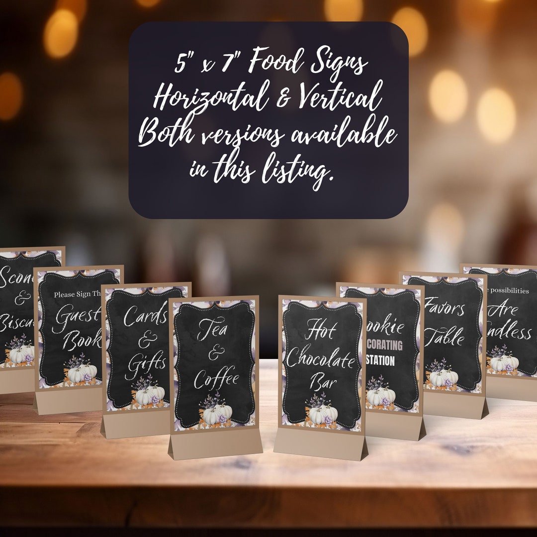 Elegant Food Sign Template Black Editable Food Sign Fall Etsy