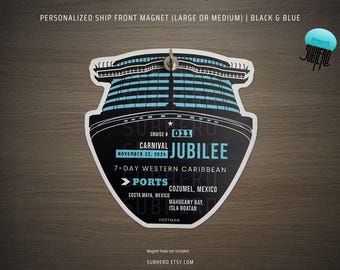 Custom Die-Cut Ship Front Cruise Door Magnet, Cruise Gift for Family Friends, Personalized Ship Door Decor Sign Caribbean, Collector Magnets