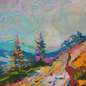 Original painting road in the mountains oil on canvas