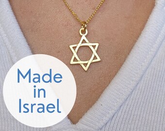 Collier étoile juive Collier étoile de David en or Cadeau judaïque fait est des bijoux israéliens Je soutiens Israël Collier Magen David d'Israël