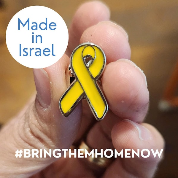 Yellow Ribbon Pin Israel Bring Them Home Now Pin Hostages Support Israel Jewelry Judaica Gifts Made is IsraeI Gifts Stand with Israel