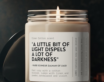 Jewish Gift Scented Candle 9oz Soy Candle Judaica Gift Idea for Mother's Day Support Israel Gift for Home Decor Rabbi Schneur Zalman Quote