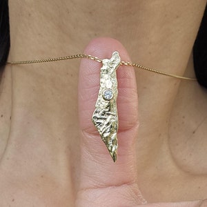 Israel Map Necklace Jüdischer Stern-Halsketten-Judaica-Geschenke gemacht ist Israel-Karte, die ich mit Israel-Schmuckhalskette von Israel-Geschenk stehe