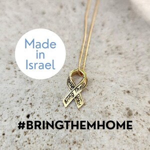Yellow Ribbon Israel Necklace Bring Them Home Now Pin Hostages Support Israel Jewelry Made in IsraeI Gifts Stand with Israel Jewelry image 4
