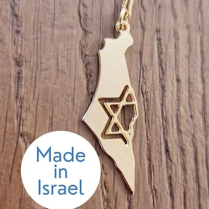 Israel Map Necklace Jüdische Stern-Halsketten-Judaica Geschenke Made is Israel Map Ich stehe mit Israel Schmuck Magen David Halskette aus Israel Geschenk
