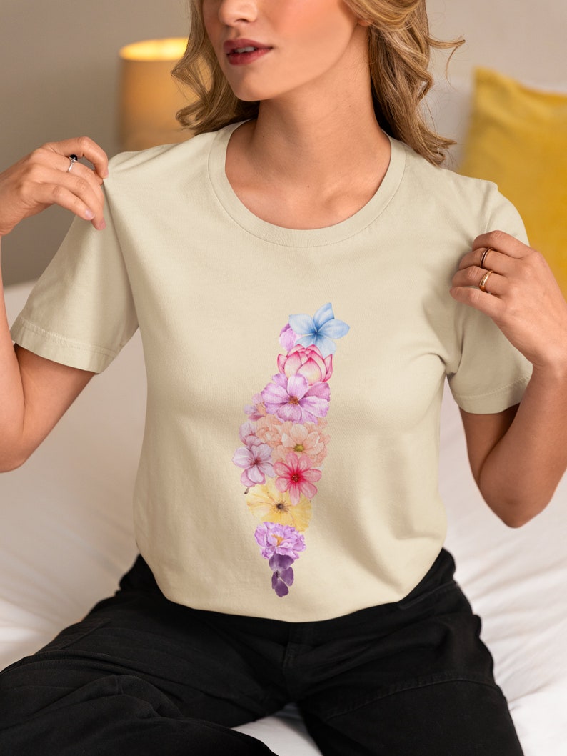 Israel Flowers Tshirt Israel Tee Support Israel Tshirt Benefit Israel Map TShirt Jewish Gifts I stand with Israel Gift Judaica Gift for Her