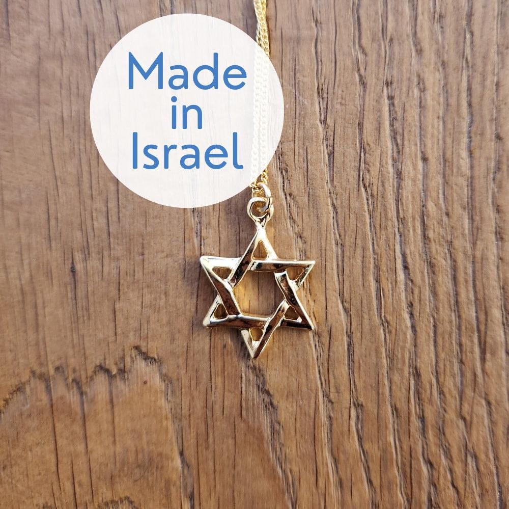 Jewish Star Necklace Gold Star of David Necklace Judaica Gift Made in Israel Jewelry I stand with Israel Support Israel Magen David Necklace