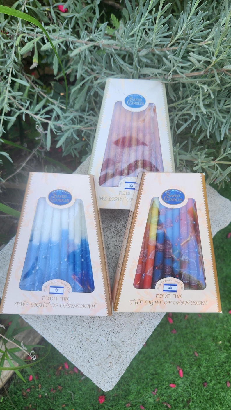 Hanukkah Candles Set for Chanukah Candles Kosher Candles Hand Made in Israel Menorah Candles