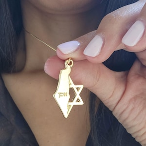 Israel Map Necklace Jüdische Stern-Halsketten-Judaica Geschenke Made is Israel Map Ich stehe mit Israel Schmuck Magen David Halskette aus Israel Geschenk