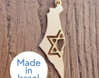 Israel Map Necklace Jewish Star Necklace Judaica Gifts Made is Israel Map I stand with Israel Jewelry Magen David Necklace from Israel Gift