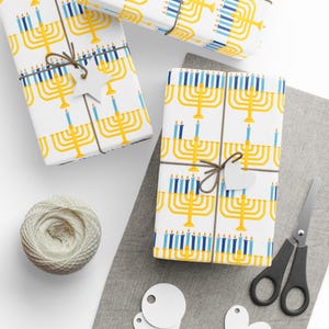 Decoraciones de Janucá Papel de regalo Menorá de Janucá Regalo de Janucá Menorá de Janucá Regalos de Janucá Regalo judío de Israel Regalo judaico imagen 4