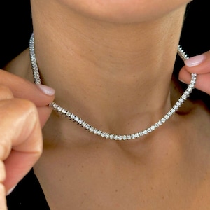 7 Ct Diamond Tennis Necklace 16 Inch 14k Gold Lab Grown Diamond Choker Necklace Elegant White Diamond Necklace for Women Luxury Jewelry Gift