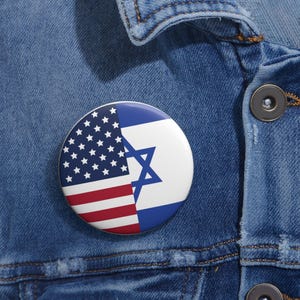 USA Israel Flag Pin Buttons