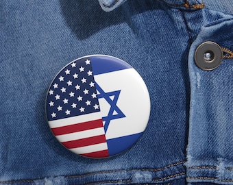 USA Israel Flag Pin Buttons