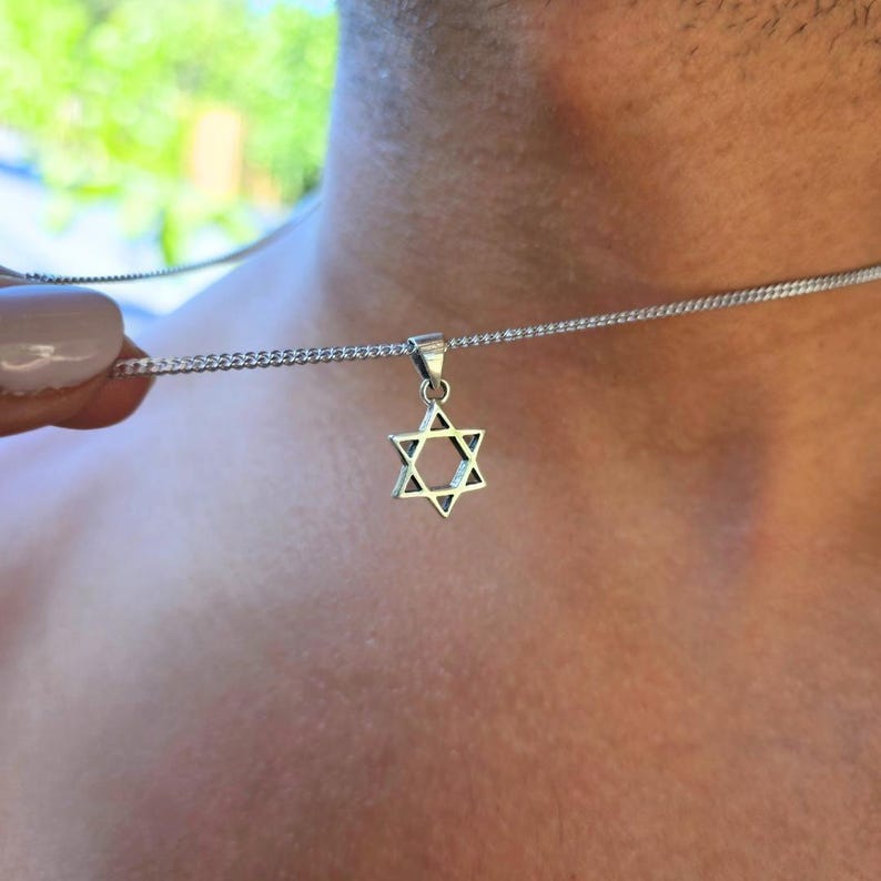 Magen David Men Necklace Silver Star of David Necklace Bar Mitzvah Gift Made in Israel Jewelry Jewish Star Necklace Jewelry Mogen David image 5