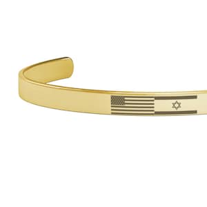 USA Israel Cuff bracelet Gold Silver - I stand with Israel, Am Israel Chai, Israel Jewelry, Jewish Jewelry, Israel bracelet, Am Yisrael Chai
