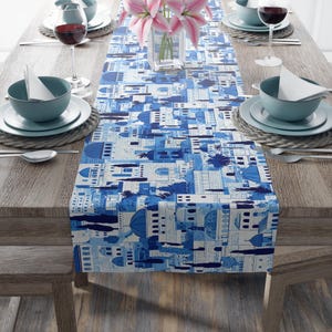 Jerusalem Table Runner Cotton Jewish Gift for Home Decor Judaica Gifts Shabbat Israel Gift Israel Art Israeli Artist Table Runner Judaica