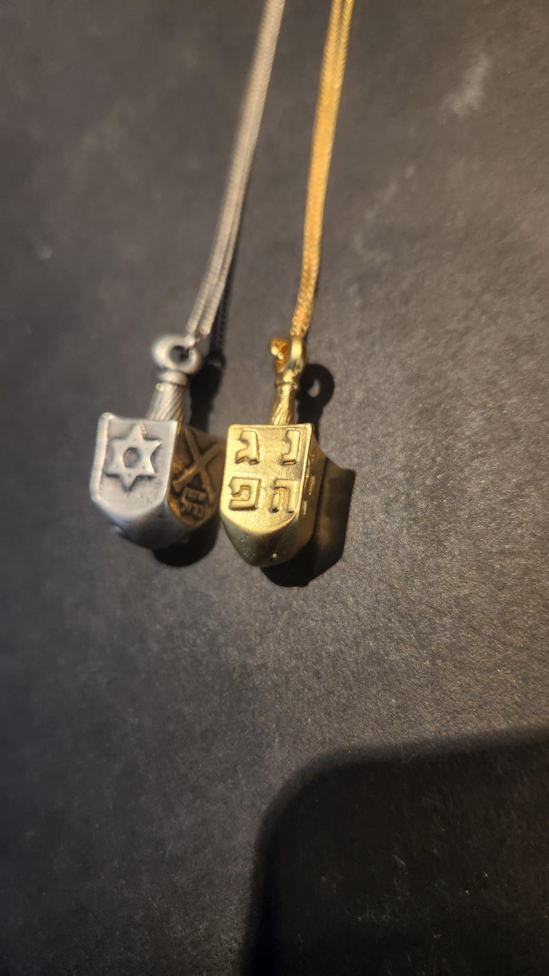 Dreidel Necklace Hanukkah Gift Magen David Pendant Judaica Jewelry Made