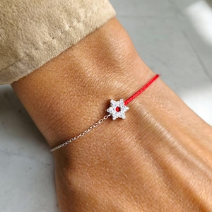 ダビデの星ブレスレット イスラエルブレスレット 925スターリングシルバーブレスレット ユダヤ教ギフト イスラエル製ジュエリー ユダヤ教ジュエリー ユダヤ教ブレスレット 赤