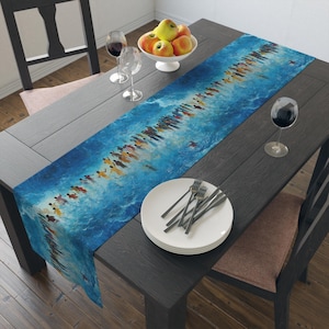 Judaica Gift Passover Table Runner Cotton Jewish Gift for Pesach Judaica Gifts Israel Gift Table Runner Israeli Artist Crossing the Red Sea