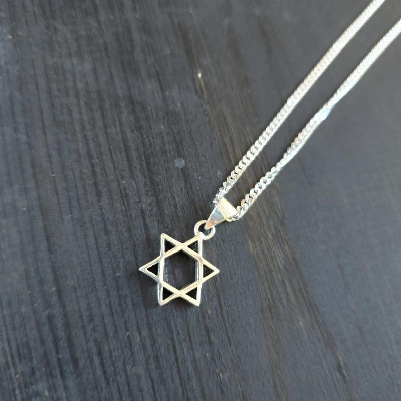 Magen David Men Necklace Silver Star of David Necklace Bar Mitzvah Gift Made in Israel Jewelry Jewish Star Necklace Jewelry Mogen David image 4