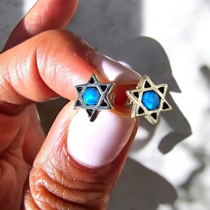Star of David Earrings Jewish Star Earrings Sterling Silver with Opal Jewish Earrings Judaica Gift Made in Israel Jewelry Israel Earrings