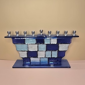 Verre Hanoucca Menorah Hanoucca Cadeaux Décorations de Hanoucca Cadeau de Hanoucca Cadeau Menorah Cadeaux Hanukkah Cadeau juif Cadeau Israël Cadeau judaïque