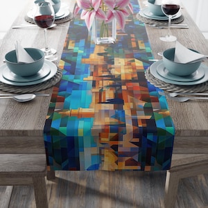 Jerusalem Table Runner Cotton Jewish Gift for Home Decor Judaica Gifts Shabbat Israel Gift Israel Art Israeli Artist Table Runner Judaica