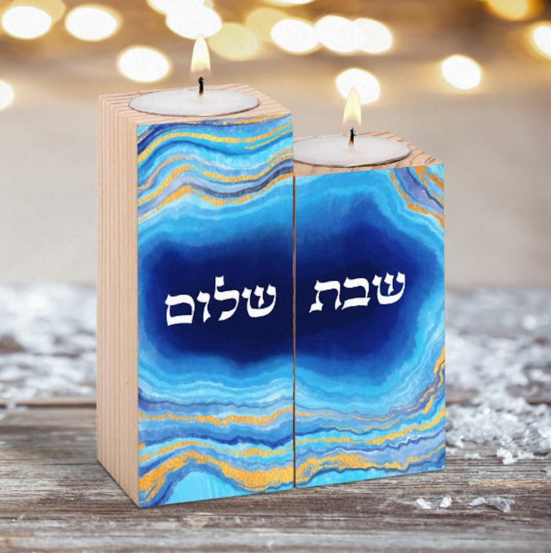 Shabbat Candle Holder Wood Candlestick Holder Shabbat Candleholder Jewish Candle Blessing