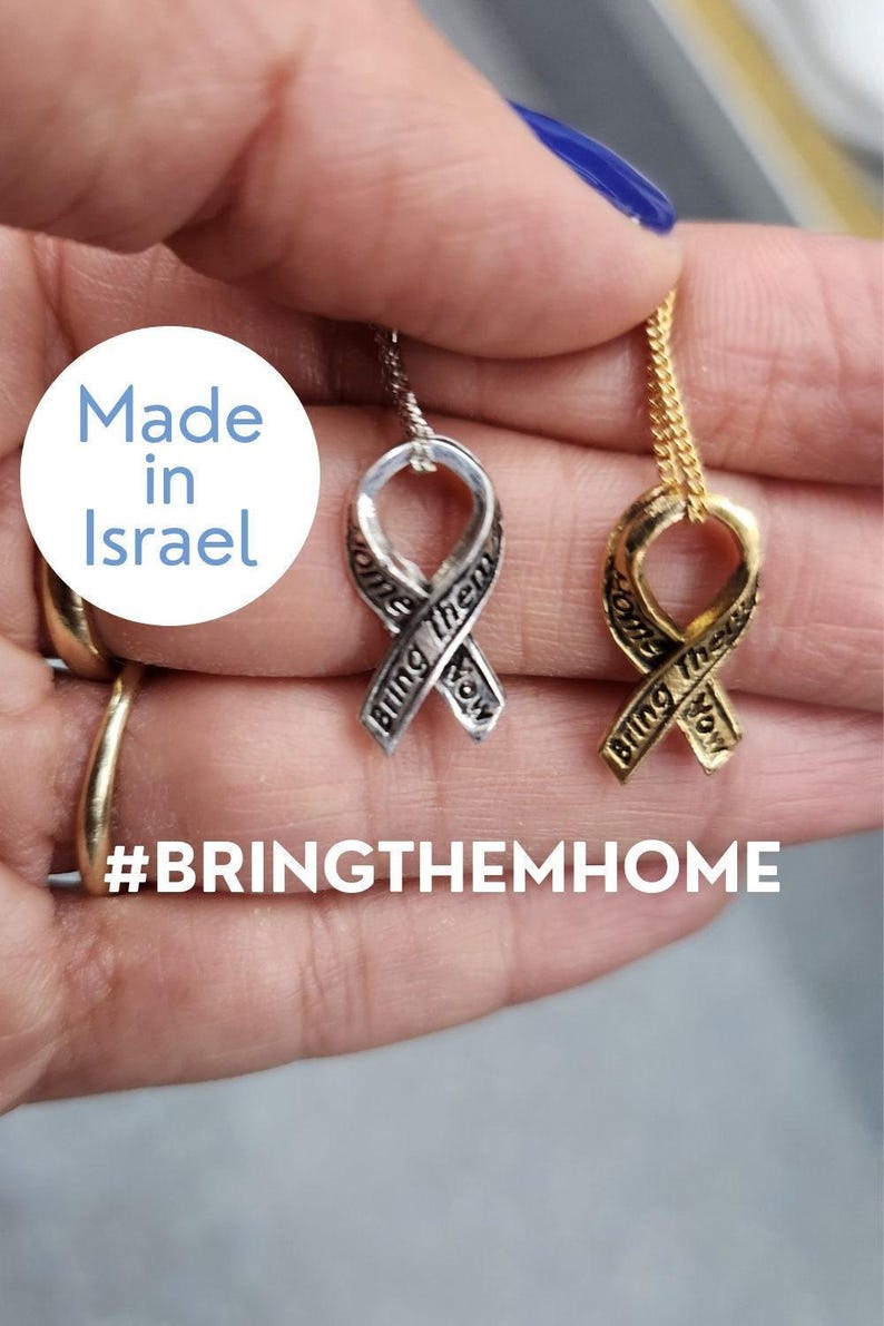 Yellow Ribbon Israel Necklace Bring Them Home Now Pin Hostages Support Israel Jewelry Made in IsraeI Gifts Stand with Israel Jewelry image 5