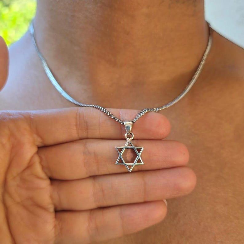 Magen David Men Necklace Silver Star of David Necklace Bar Mitzvah Gift Made in Israel Jewelry Jewish Star Necklace Jewelry Mogen David image 1