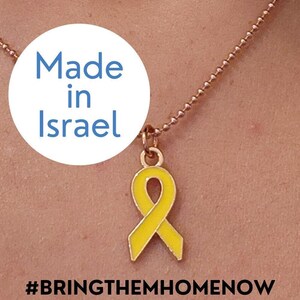 Yellow Ribbon Israel Necklace Bring Them Home Now Pin Hostages Support Israel Jewelry Made in IsraeI Gifts Stand with Israel Jewelry image 2