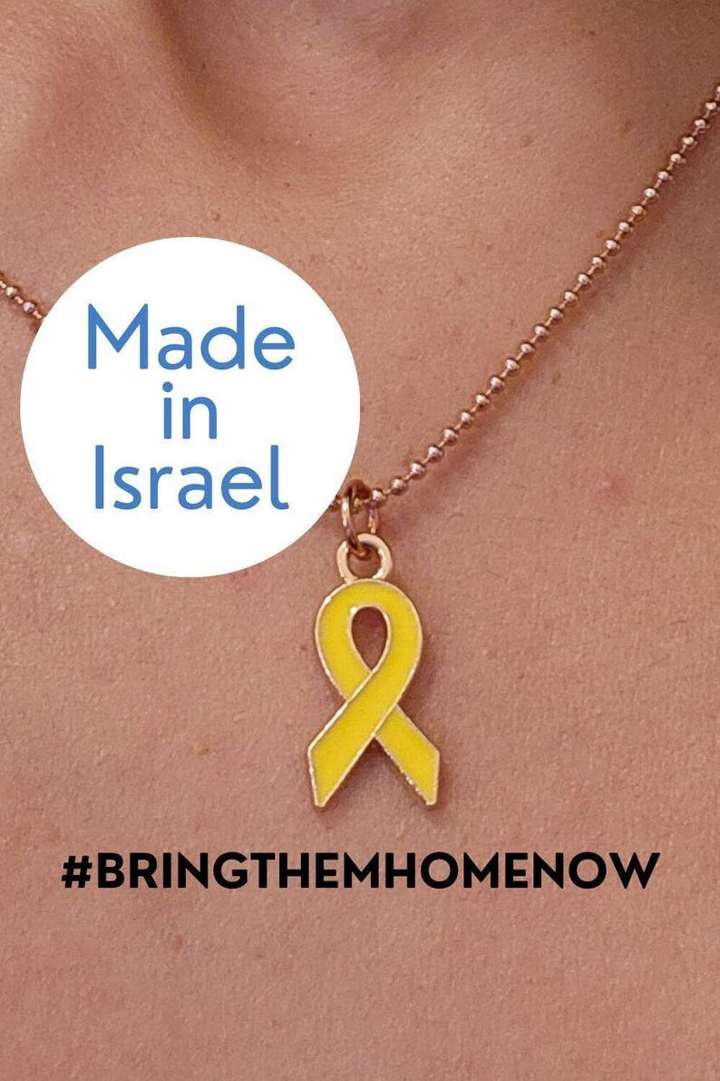 Yellow Ribbon Israel Necklace Bring Them Home Now Pin Hostages Support Israel Jewelry Made in IsraeI Gifts Stand with Israel Jewelry image 2
