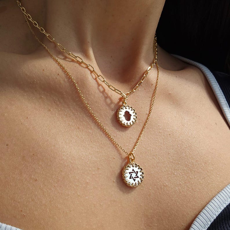 Gold Chai Necklace Israel Jewelry Judaica Jewelry Paperclip Necklace Sterling Silver Chai Made in Israel Necklace Jewish Jewelry Israel Gift image 9