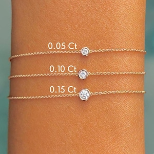 Diamond Bracelet Lab Bracelet Bezel Bracelets solitaire Lab Diamond 14 Gold Bracelet for Women 14k Gold Jewelry Lab-Grown Diamond Bracelet