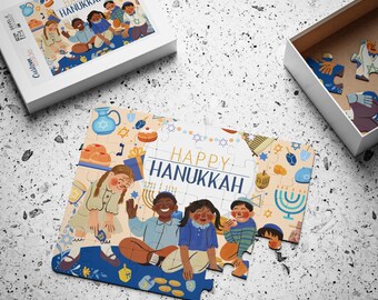Chanukka Dreidel Kinderpuzzle, 30-teilig - Jüdisches Geschenk für Kinder, Jejuda, Chanukka Geschenk, jüdisches Puzzle, Chanukka Geschenk für Kinder
