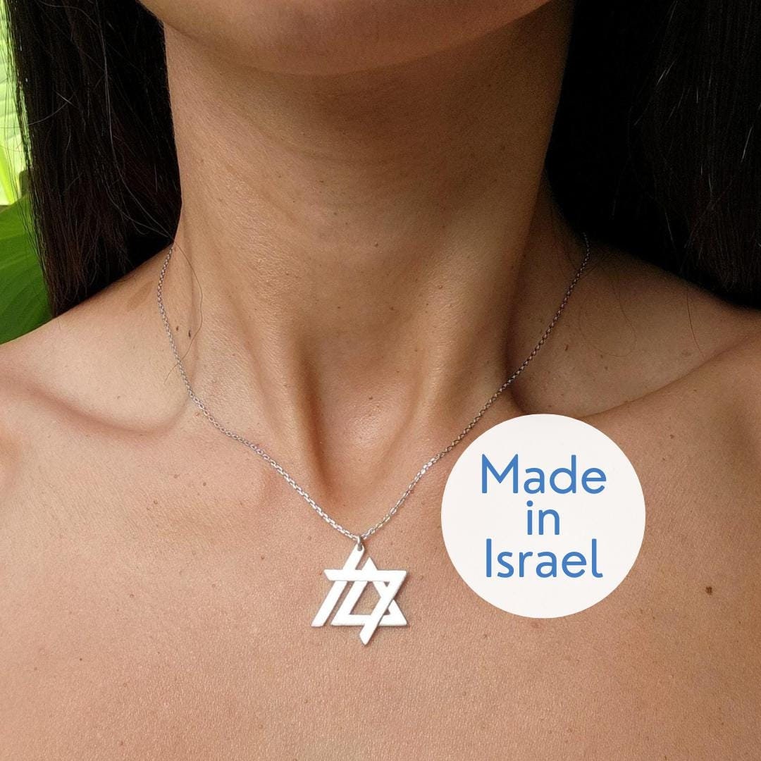 October 7th Israel Necklace 925 Silver Jewish Star Necklace Judaica ...
