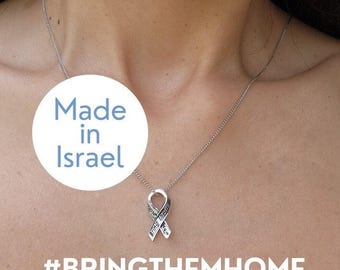 Yellow Ribbon Israel Necklace Bring Them Home Now Pin Hostages Support Israel Jewelry Made in IsraeI Gifts Stand with Israel Jewelry