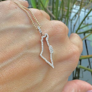 Israel Map Halskette Solid Gold mit Diamanten Jüdische Halsketteängjuduica Schmuck Made is Israel Halskettenstand mit Israelischen Schmuck israelischen Geschenk