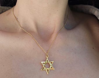 Collier Étoile De David Avec Pendentif En Nacre - Symbole Magen David Israël - Chaîne Plaqué Argent 45+5 Cm - Unisexe