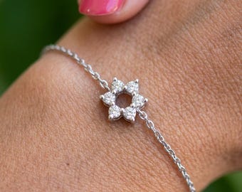Armband i sterlingsilver med Davidsstjärna, Magen David-berlock, delikat kedja, judaiska smycken