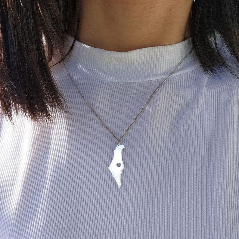 Israel Map Necklace Jewish Star Gold Necklace Judaica Gifts Made is Israel Map I stand with Israel Jewelry Magen David Necklace from Israel image 2
