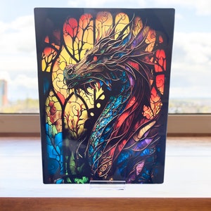 Dragon Stained Glass Effect Glass Cutting/Chopping Board/Home Décor