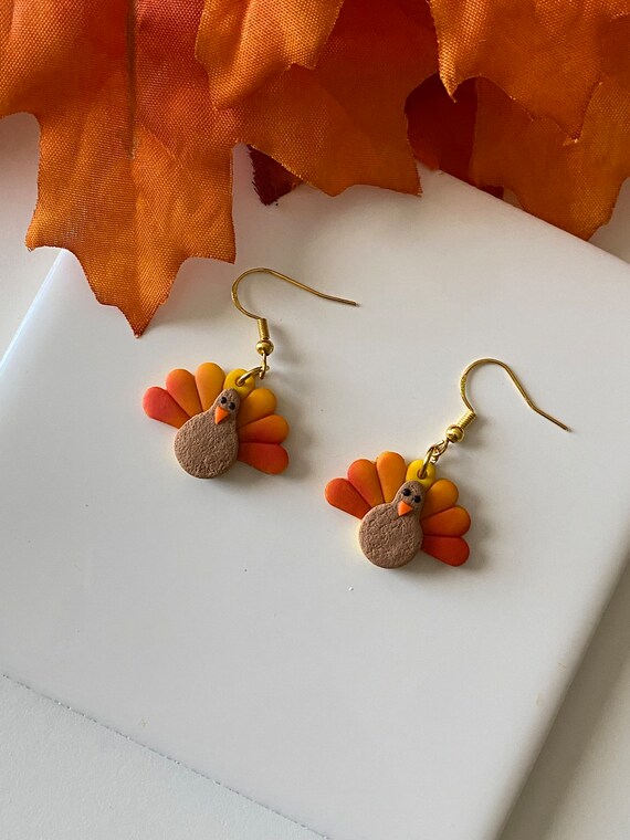 Thanksgiving Earrings For Women - Turkey, Maple Leaf, Pumpkin Dangle, Autumn Theme