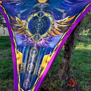 UV Active psychedelic Lycra - Party decoration - Blacklight - Psytrance - Neon Art &quot;Lakini Chakra&quot;