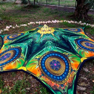 UV Canopy *Dragon* psychedelic - Lycra - Party decoration - Blacklight - Psytrance